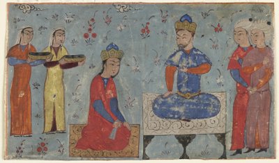 Folio uit Shahnama (Boek der Koningen) door Firdawsi; Sindukht voor Sam door Persian School