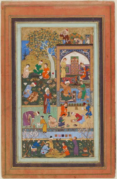 Folio uit een album; Een schoolsituatie door Persian School