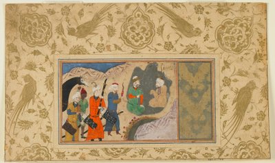Folio uit een onbekende tekst; Iskandar bezoekt een kluizenaar door Persian School