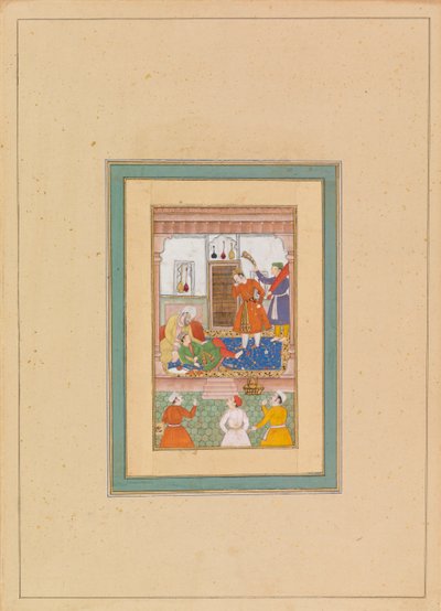 Interieur met figuren door Persian School