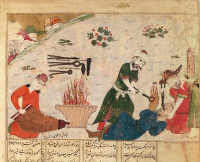 Marteling van een van Haftvads bewakers, uit de Shahnama (Boek der Koningen) door Abul-Qasim Manur Firdawsi (ca. 934-ca. 1020) door Persian School
