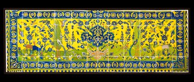 Tegels met een natuurlijke scène, uit Isfahan, Iran, waarschijnlijk ca. 17e eeuw door Persian School