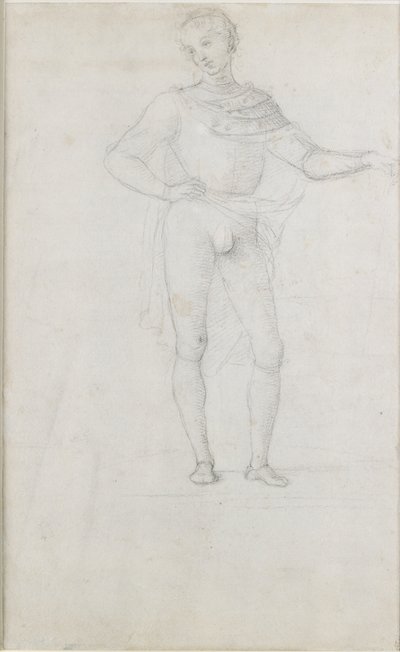 Een studie voor een figuur in een aanbidding van de wijzen, ca. 1470-1520 door Perugino