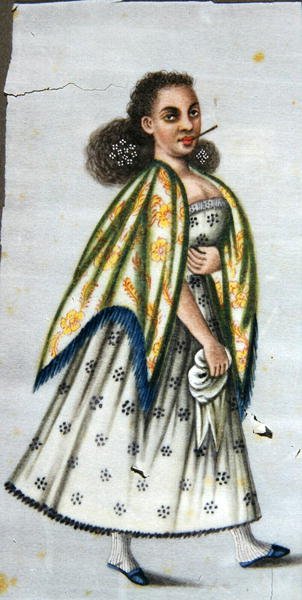 Dame met cheroot, c.1820 door Peruvian School