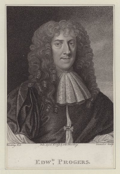 Edward Progers, Kamerheer van koning Charles II (gravure) door Peter (after) Lely