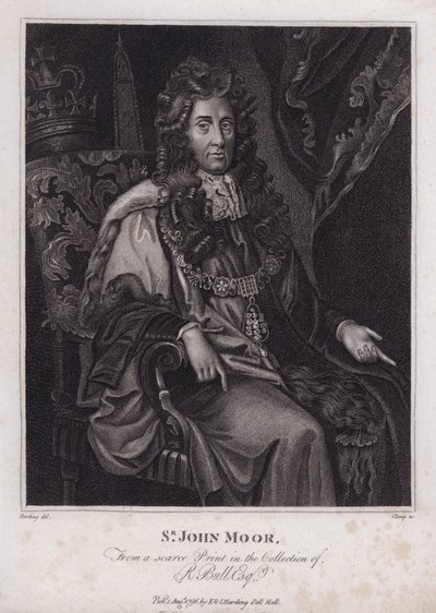 Sir John Moore, Engelse politicus, MP en burgemeester van Londen (gravure) door Peter (after) Lely