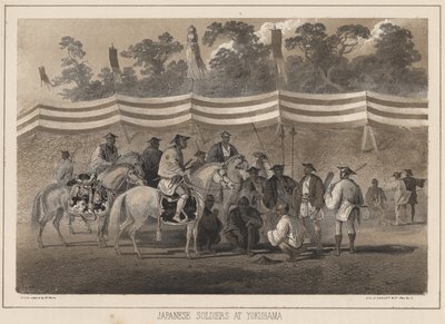 Japanse soldaten in Yokohama, litho door Sarony en Co., 1855 door Peter Bernhard Wilhelm Heine