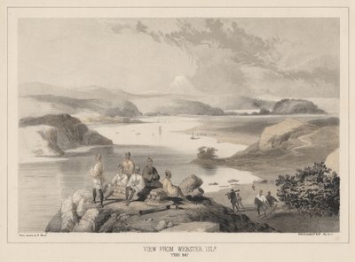 Uitzicht vanaf Webster Island, Yedo Bay, litho door Sarony en Co., 1855 door Peter Bernhard Wilhelm Heine