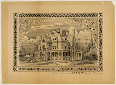 N. C. Thompson Huis, Rockford, Illinois, perspectief door Peter Bonnett Wight