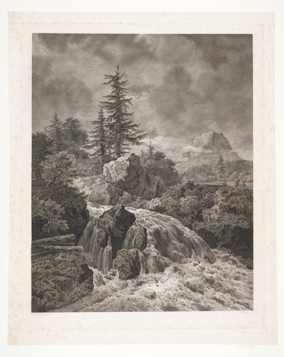 Landschap met waterval door Peter Christian Schøler