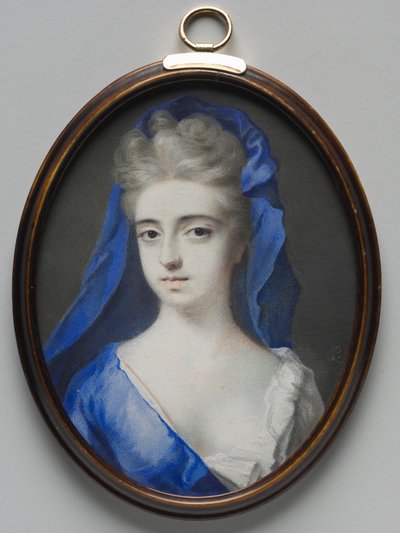 Portret van een vrouw in blauw, ca. 1700 door Peter Cross