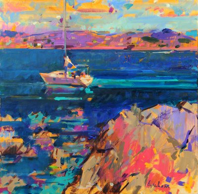Voor anker, kust van St Tropez door Peter Graham (Contemporary)