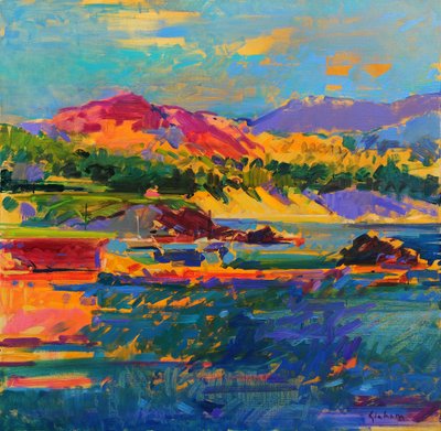 Pebble Beach richting Carmel door Peter Graham (Contemporary)