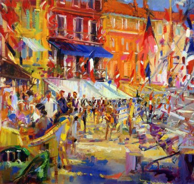 Havenpromenade, Saint-Tropez door Peter Graham (Contemporary)