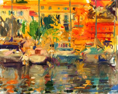 Menton Zomer, Franse Rivièra (olieverf op doek) door Peter Graham