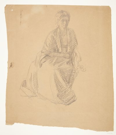De Vrouw van de Kunstenaar (Mevrouw Elise P. H.) zittend. Studie voor het schilderij: Faaborgmuseets Inwijding (1910-11) door Peter Hansen