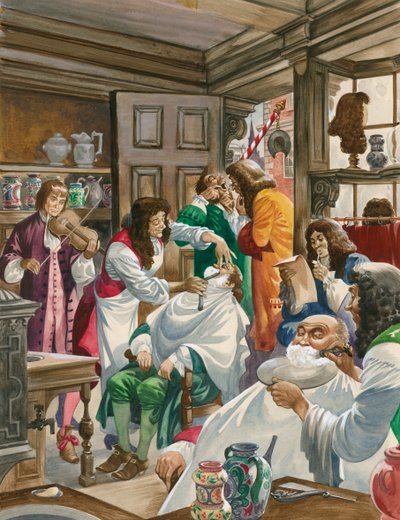 Een drukke barbier-chirurgijns winkel door Peter Jackson