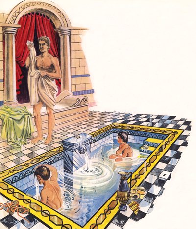 Badkamer van een Romeinse villa door Peter Jackson