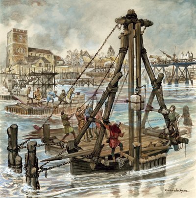 Bouw van de oude London Bridge door Peter Jackson