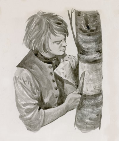 George Washington schilt schors van een boom om op te schrijven door Peter Jackson