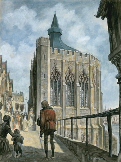Reconstructie van de Kapel van St Thomas op oude London Bridge door Peter Jackson