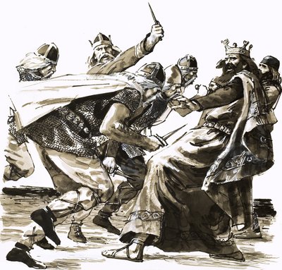 De dood van koning Vortigern, illustratie uit 