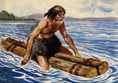 De vroegste boot was vermoedelijk gemaakt van samengebonden boomstammen door Peter Jackson