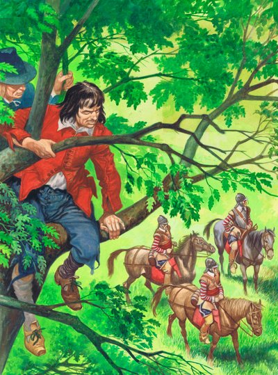 De toekomstige koning Karel II verstopt zich in de Boscobel-eik door Peter Jackson