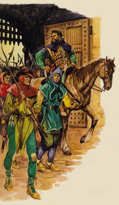 Het gepeupel boerenleger, geleid door Wat Tyler door Peter Jackson