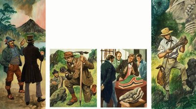 Onbekende reeks illustraties die geologische verkenning uitbeelden door Peter Jackson