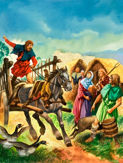 Dorpelingen gewaarschuwd voor de komst van soldaten in de dagen van Koning Stephen door Peter Jackson
