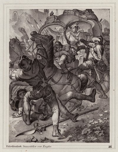 Aanval op het gevolg van keizerin Eleonore door Peter Johann Nepomuk Geiger