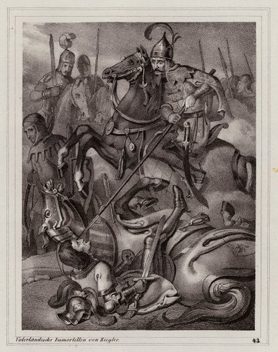 Dood van Frederik II van Oostenrijk in de Slag bij de Leitha door Peter Johann Nepomuk Geiger