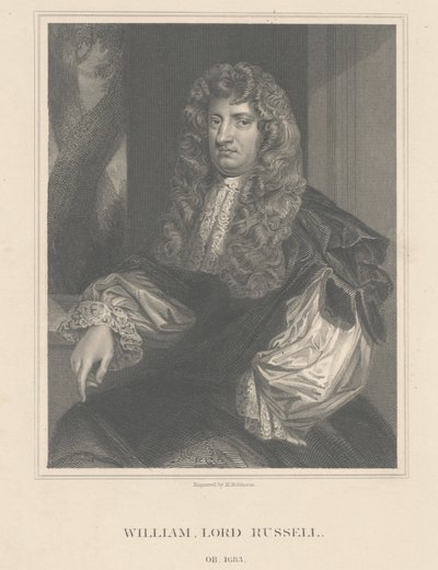 Portret van Lord William Russell, gegraveerd door H. Robinson door Peter Lely