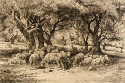 (Een boomgaard in New England) door Peter Moran
