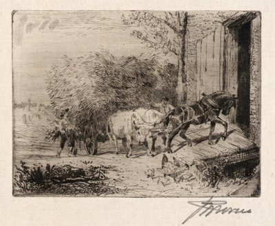 (Een lading hooi trekken) door Peter Moran