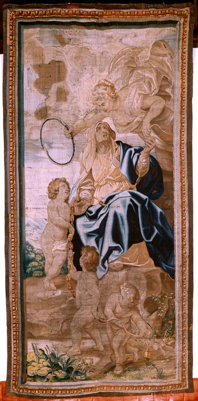 Vlaamse wandtapijt. Serie De Triomf van de Eucharistie. De opvolging van de pausen. Achttiende wandtapijt in de serie. Model Peter Paul Rubens. 1626-1628. Fabrikant Jan II Raes, Hans Vervoert, Brussel. door Peter Paul (after) Rubens