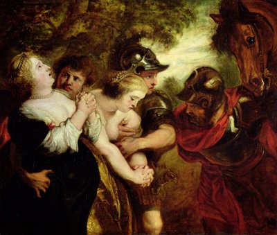 De verkrachting van de Sabijnse vrouwen door Peter Paul (after) Rubens