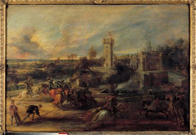 Een toernooi bij de putten van Kasteel Steen (Middeleeuwen). Vlaams schilderij door Pierre Paul Rubens (1577-1640) door Peter Paul Rubens