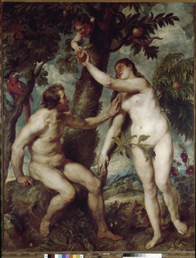 Adam en Eva in het aardse paradijs door Peter Paul Rubens