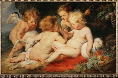 Christuskind met Sint Jan en twee engelen door Peter Paul Rubens