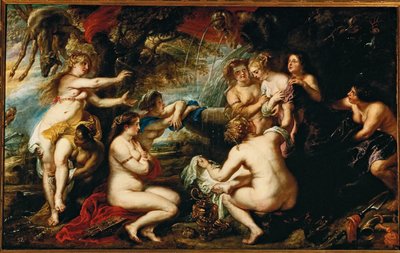 Diana en Callisto (schilderij op doek) door Peter Paul Rubens