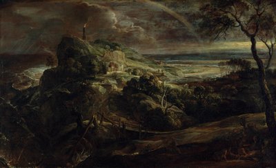 Duits: Landschaft mit dem Schiffbruch des Paulus Landschap met het scheepswrak van Paulus door Peter Paul Rubens