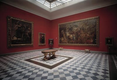 Zaal van het museum met Henri IV bij de Slag bij Ivry en Triomfantelijke Intocht van Hendrik IV in Parijs door Rubens door Peter Paul Rubens