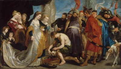 Hoofd van Cyrus naar koningin Tomyris gebracht door Peter Paul Rubens