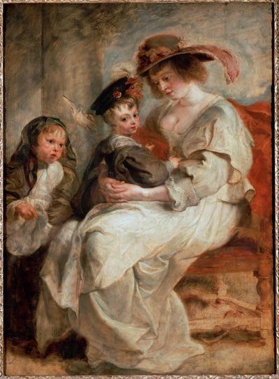 Helene Fourment met haar kinderen (olieverf op hout) door Peter Paul Rubens