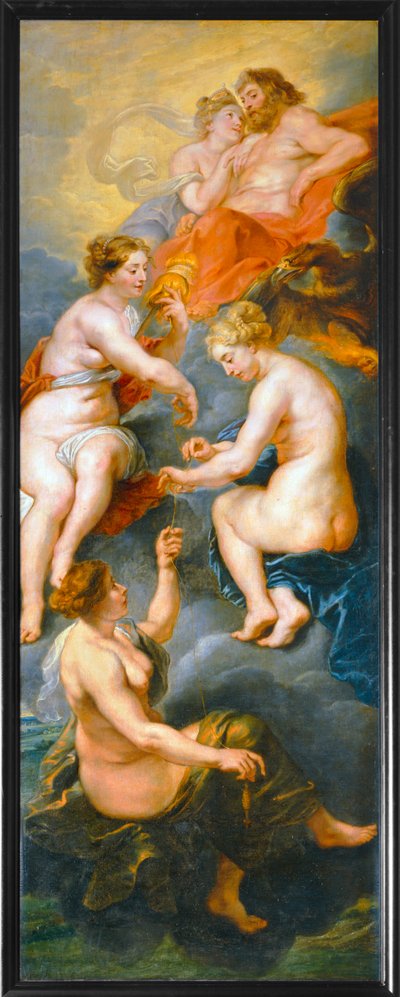 Les Parques filant le destin de la reine Marie de Medicis (schilderij op doek) door Peter Paul Rubens