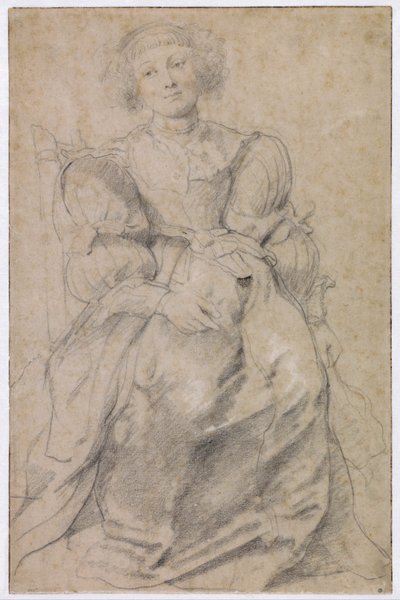 "Portret van Helene Fourment (1614-1673)" (Portret van Helene Fourment), ca.1630-1631 (sanguine) door Peter Paul Rubens