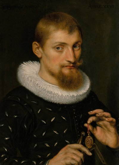 Portret van een Man, Mogelijk een Architect of Geograaf, 1597 door Peter Paul Rubens