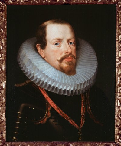 Portret van een Vlaamse heer met een kraag door Peter Paul Rubens